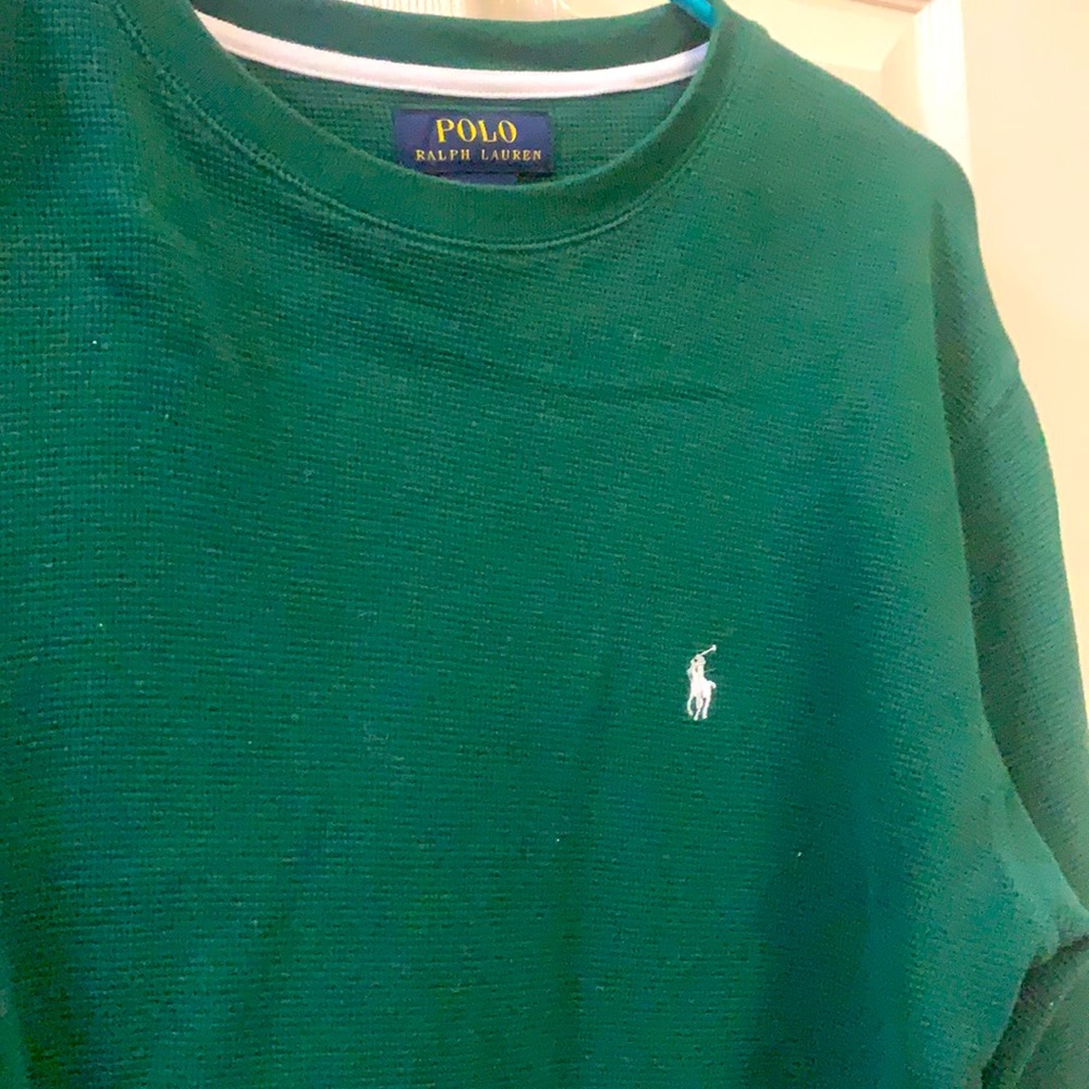 Ralph Lauren Green long sleeved Polo - adorable for all genders Size L